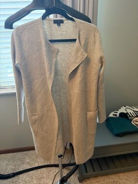 J. Crew Women's Open-Front Long Cardigan in Light Grey